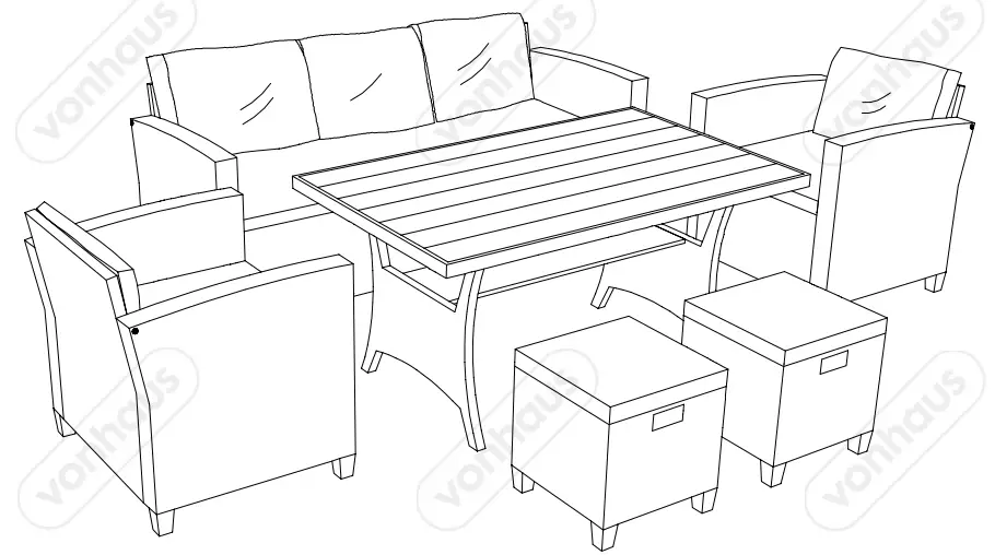 VonHaus 2500488 7 Seater Rattan Garden Dining Set - fig 14