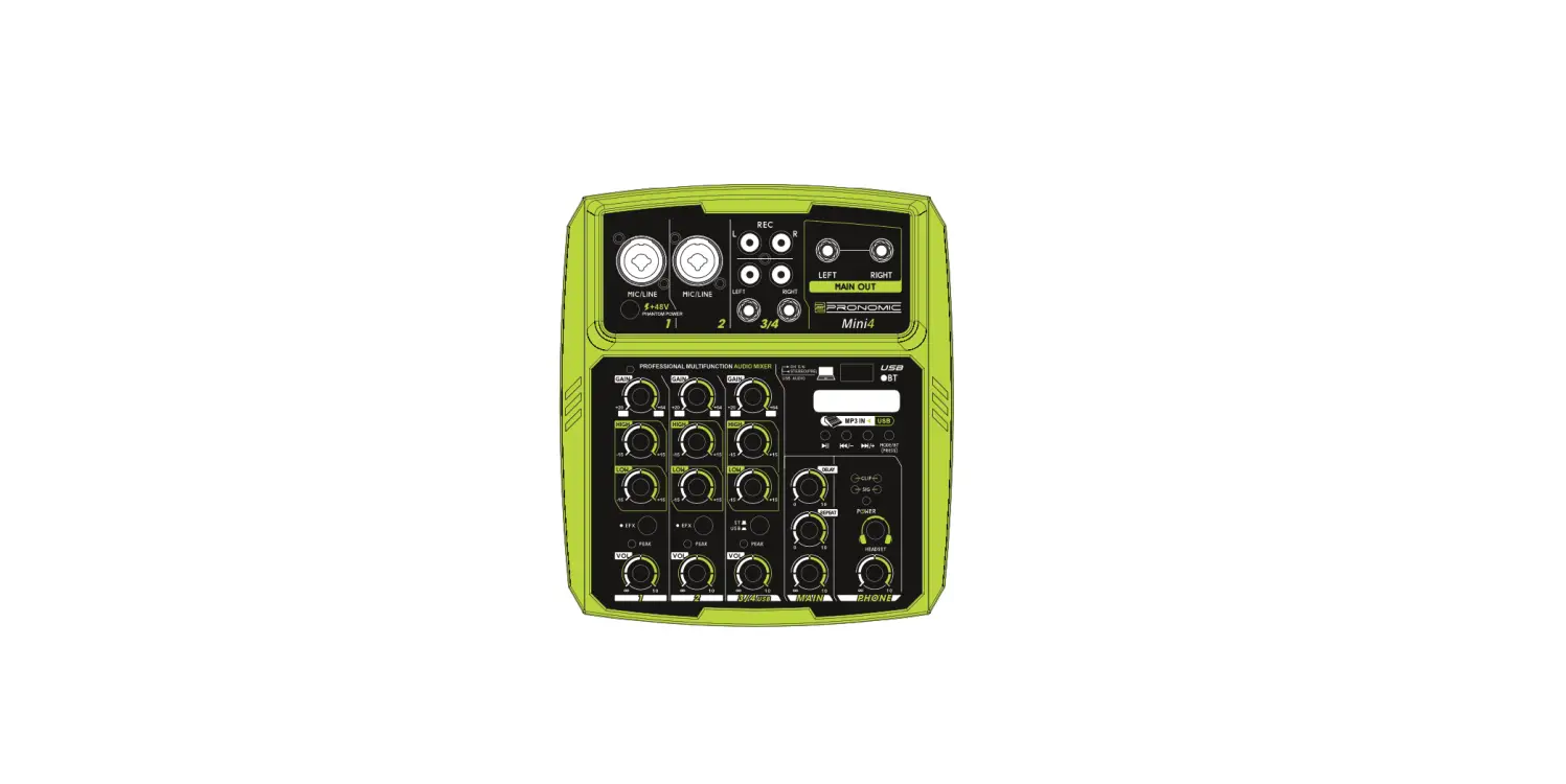 Pronomic 00081557 Mini4 Usb Mixer Usb Powered 4-channel Mixer User Manual Pronomic 00081557 Mini4 Usb Mixer Usb Powered 4-channel Mixer User Manual