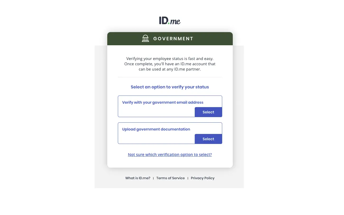Verify Your Government Status Verify Your Government Status