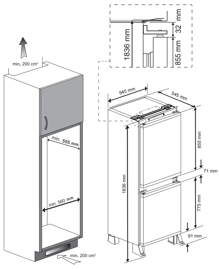 Blomberg KNE4564EVI Full integrated Frost Free Combi Fridge Freezer - Proceed 1