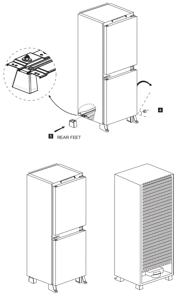 Blomberg KNE4564EVI Full integrated Frost Free Combi Fridge Freezer - levelling foot 1