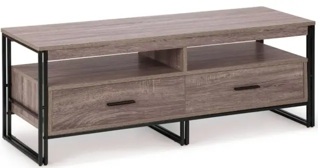 VonHaus-3000015-Rustic-TV-Unit-with 2-Drawers