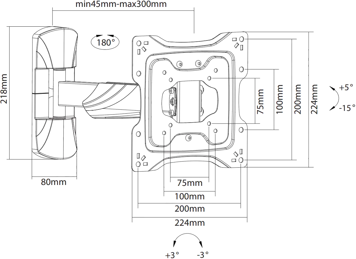 VonHaus 3000174 13-24 Inch Tilt and Swivel TV Bracket A19