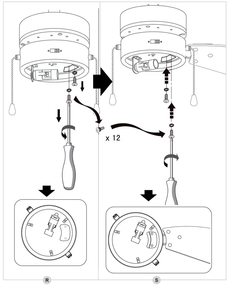 bESTRON DC30T Ceiling Fan with Lamp - onto the fan blades1