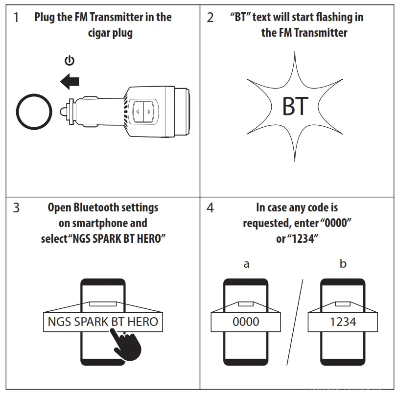 NGS Spark BT Hero Hands Free FM Transmitter with Bluetooth - 3