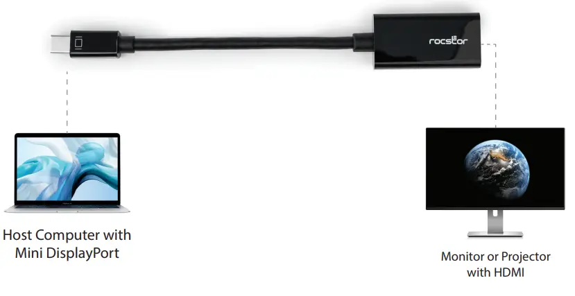 rocstor Y10A239-B1 Mini DisplayPort to HDMI Adapter 1