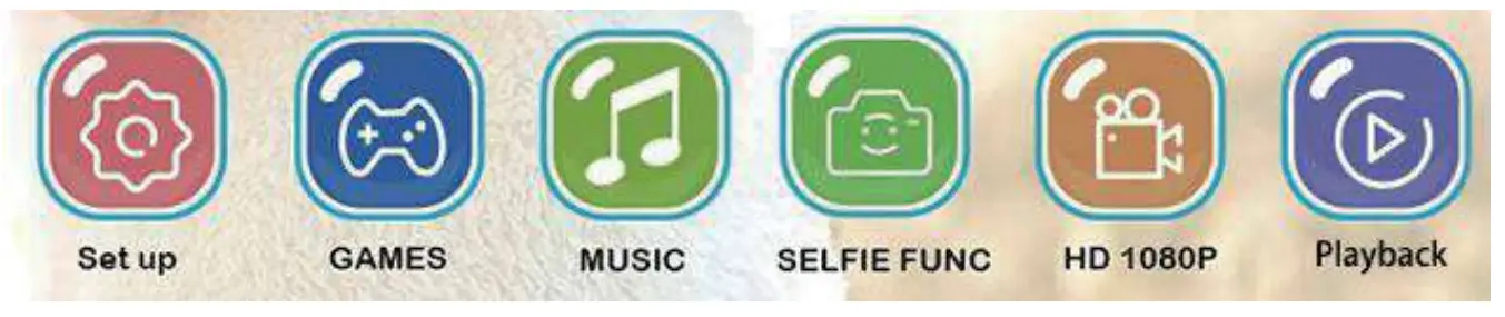 KCA-1330 Digital Kids Camera Function Icon