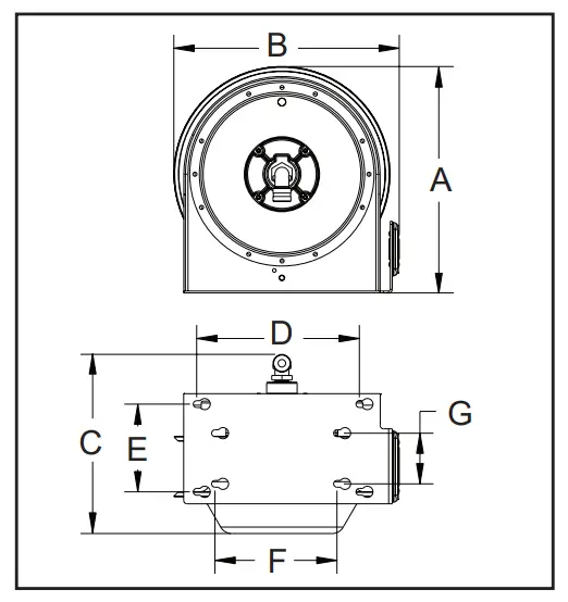 REELCRAFT L 3000 Series Spring Driven Cord Reels - Dimensions