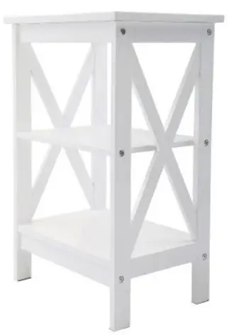 JAXSUNN-HG61S0953-White-Wood-3-Tier-Square-Side-Table-Set-of-2
