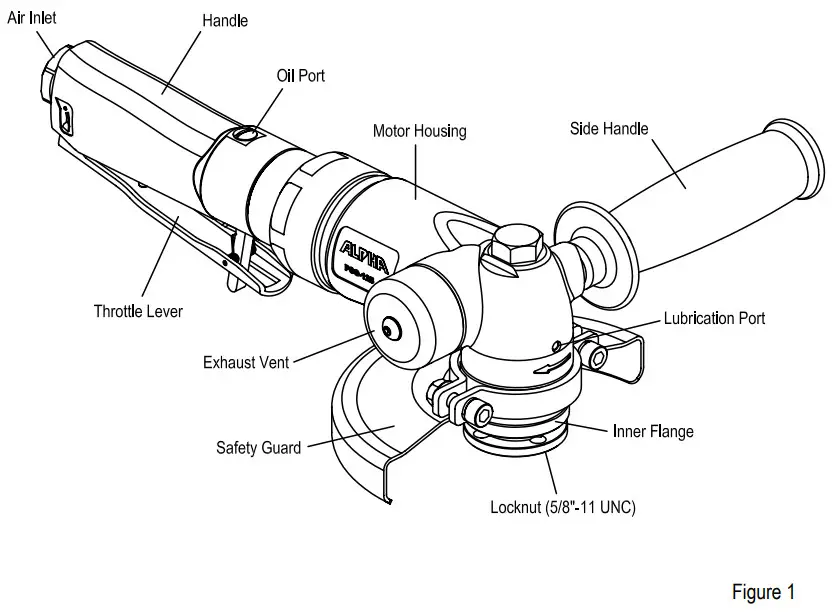 ALPHA PSG-125 5 Inch Pneumatic Angle Grinder - OVERVIEW