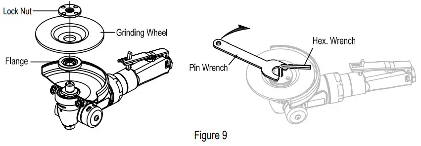 ALPHA PSG-125 5 Inch Pneumatic Angle Grinder - diamond wheels 1
