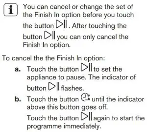 FIG 24 Starting a programme with the Finish In option