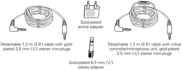 audio technica ATH-ANC9 QuietPoint Noise Cancelling Headphones - Included Accessories