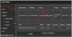 canaan AvalonMiner 1066 Pro 55Th S Chip New Miner - firmware revision