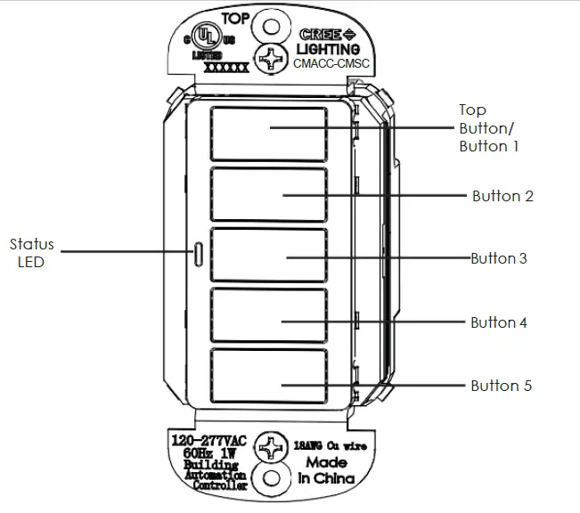 CREE LIGHTING CMACC-CMSC-UNV-WH Smart In-Wall 5-Button Scene Controller Instruction Manual-2