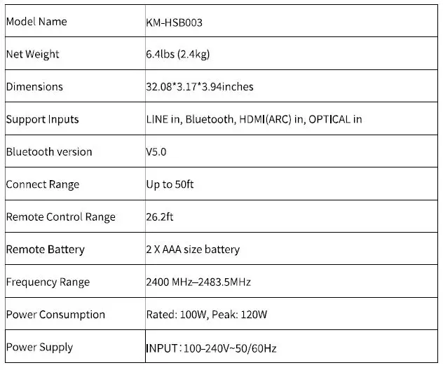 KMOUK KM-HSB003 32 Inch 2.1 Channel Soundbar-20
