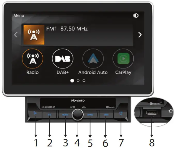 Norauto 2259092 Multimedia System 2din Large 10 External Display - CONTROL LOCATIONS