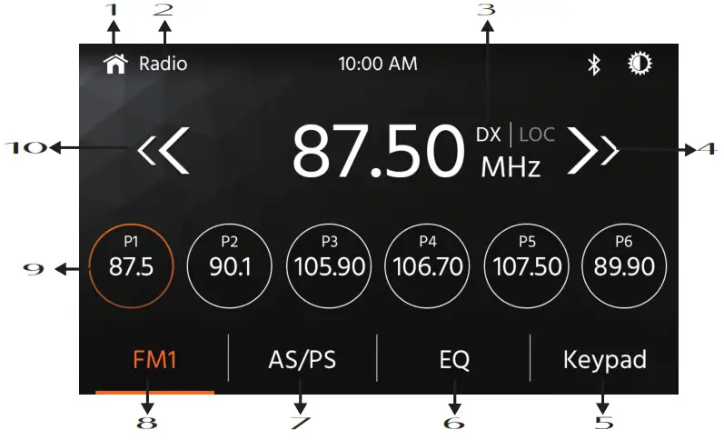Norauto 2259092 Multimedia System 2din Large 10 External Display - FM TUNER OPERATION