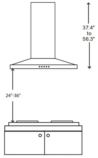 COSMO 63ISS Series Island Range Hood - Dimensions