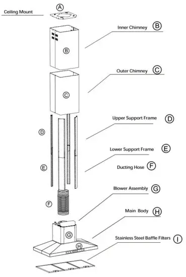 COSMO 63ISS Series Island Range Hood - Parts