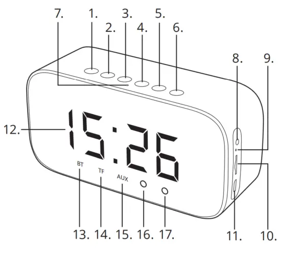setty GB 200 Wireless Bluetooth Speaker Mirror Clock -