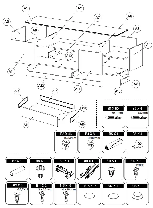 SONOROUS LB 1530 Modern Wood TV Stand - fig