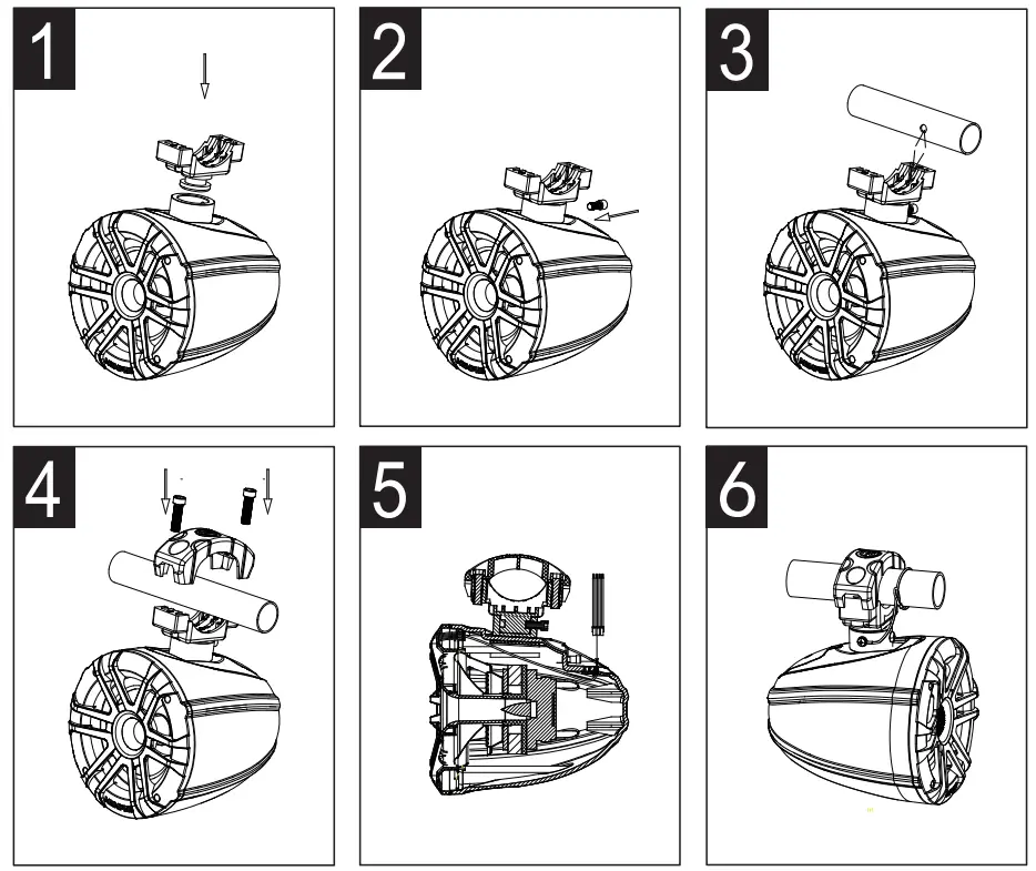 MEMPHIS MXA82TG 8 150W RMS Marine Tower Speakers Gray - mounting