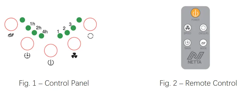 NETTA 103789 32 Inch Tower Fan - fig1