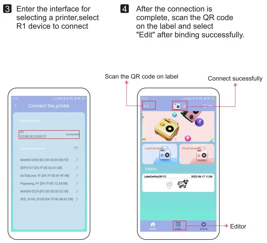 RONGTA R1 0.5 Inch Label Printer User Manual - Printer connection