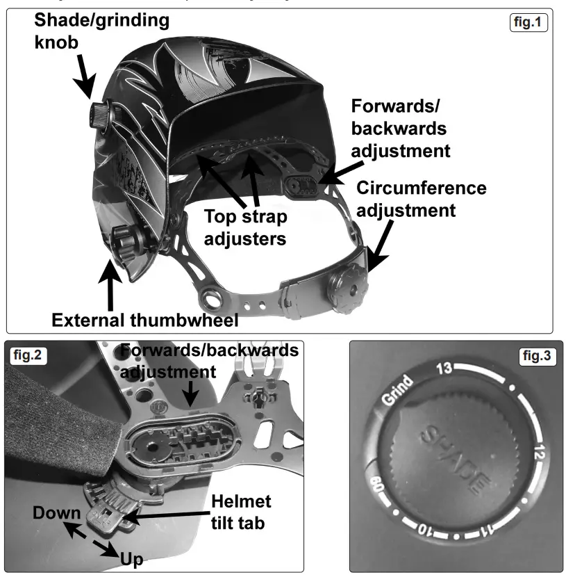 SEALEY PWH600 Welding Helmet Auto Darkening Shade - fig