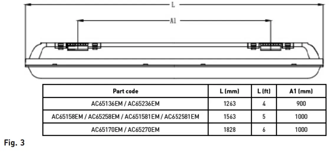 Knightsbridge AC65270EM 230V IP65 2x70W 6ft Twin HF Non-Corrosive Fluorescent Fitting - Figure 3