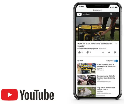 CHAMPION 201046 2500W Portable Inverter Generator -UTUBE