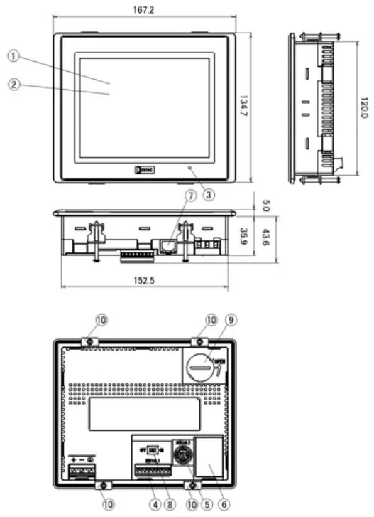 IDEC HG2G Series Operator Interface - Dimensions1