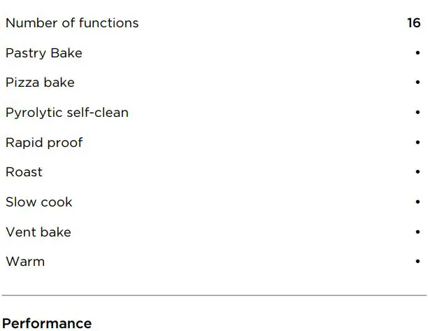 FISHER PAYKEL OB60SMPTDB1 Oven 60cm 16 Function Selfcleaning User Guide - SPECIFICATIONS