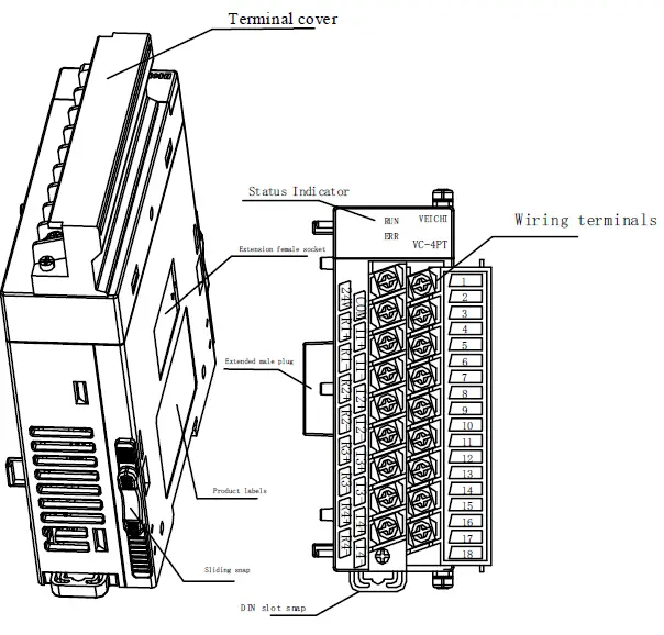 VEICHI-VC-4PT-Resistive-Temperature-Input-Module-FIG-1