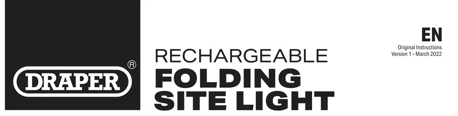 DRAPER 03182 Rechargeable Folding Site Light Instruction Manual
