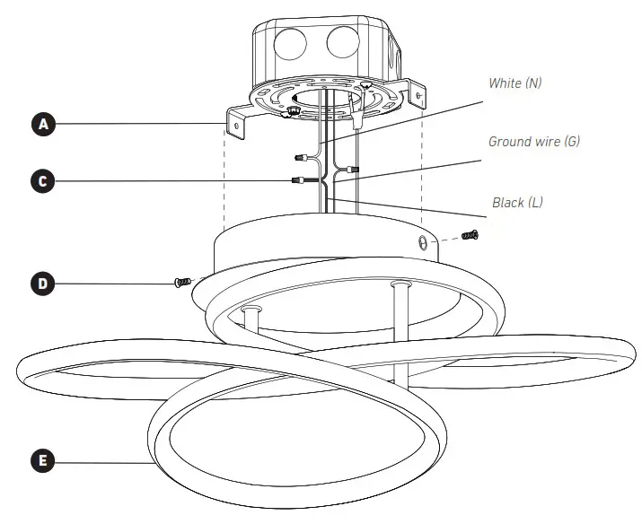 artika FM-SB-HD2CR Swirl Butterfly LED Ceiling Light - MOUNTING BRACKET INSTALLATION1