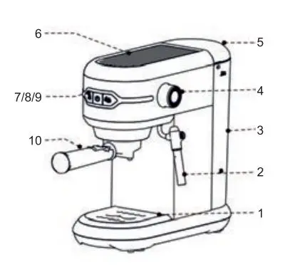 SUN ORIGIN Expresso Machine 15bar, 1450W User Manual - Product Overview