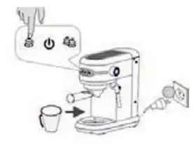 SUN ORIGIN Expresso Machine 15bar, 1450W User Manual - When the activation and single dose coffee indicators light up