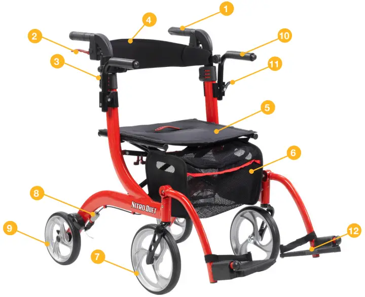drive RTL10266DT Nitro Duet Transport Chair-parts