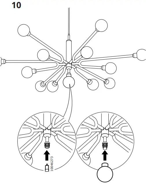 IKEA GRINSBYN Chandelier W Light Bulb - 10