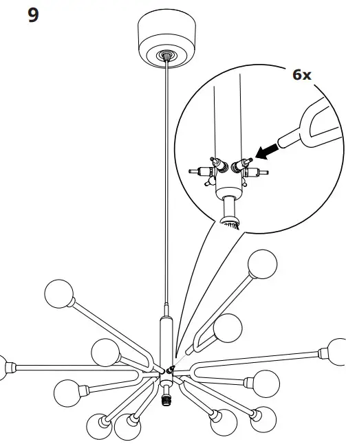 IKEA GRINSBYN Chandelier W Light Bulb - 9