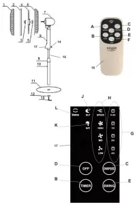 ADLER AD7328 Fan 40cm 16-Inch Stand with Remote Control - 1