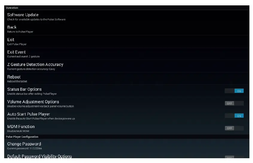 Pulse Player Settings