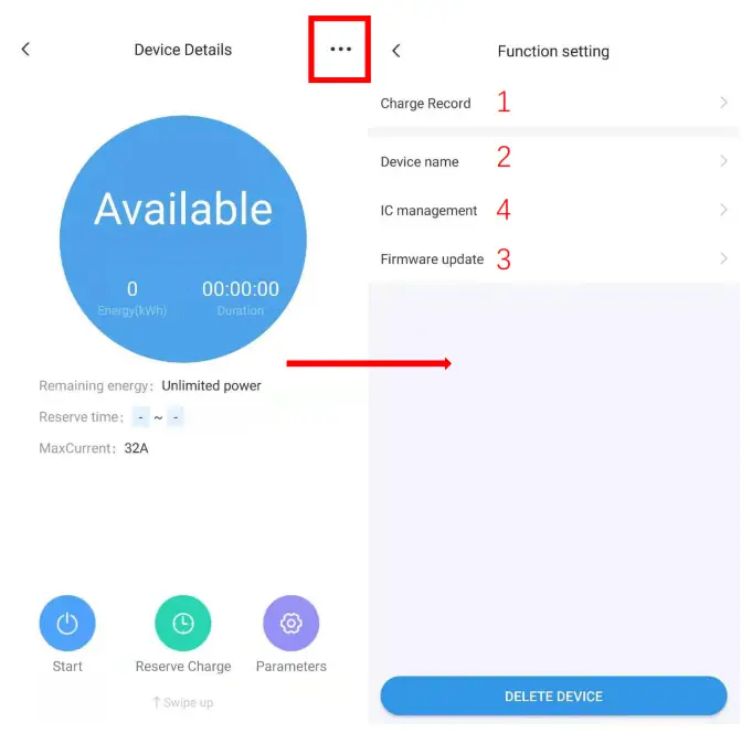 DUOSIDA 32A Wallbox DC Charger App - Function setting