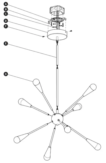 artika PDT SPC C3BG Sputnik LED Pendant Light - INSTALLATION