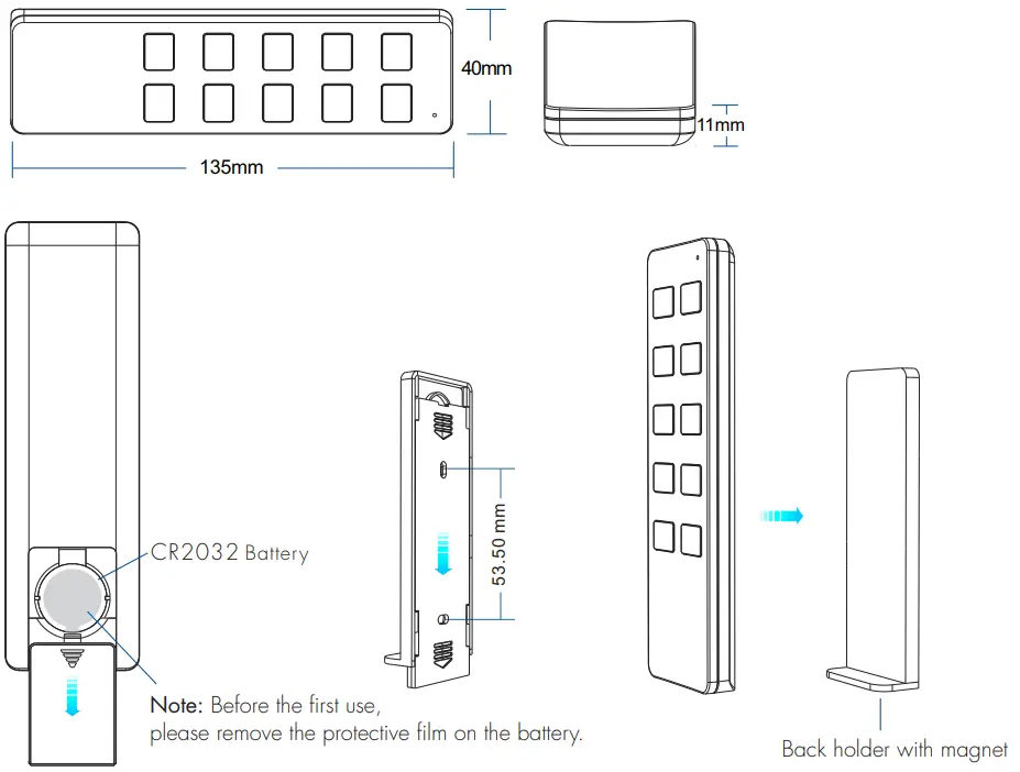 SKYDANCE R1 10-Key RF Remote Controller - Mechanical Structures