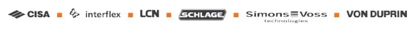 CISA, Interflex, LCN, SCHLAGE, Simon Voss, Von Duprin Logos