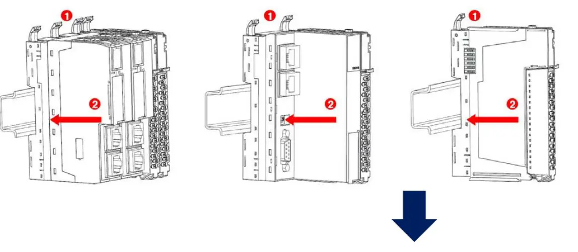Beijer ELECTRONICS M Series Distributed Input or Output Modules User Guide - How to mount & dismount M-Series Modules on Din-Rail