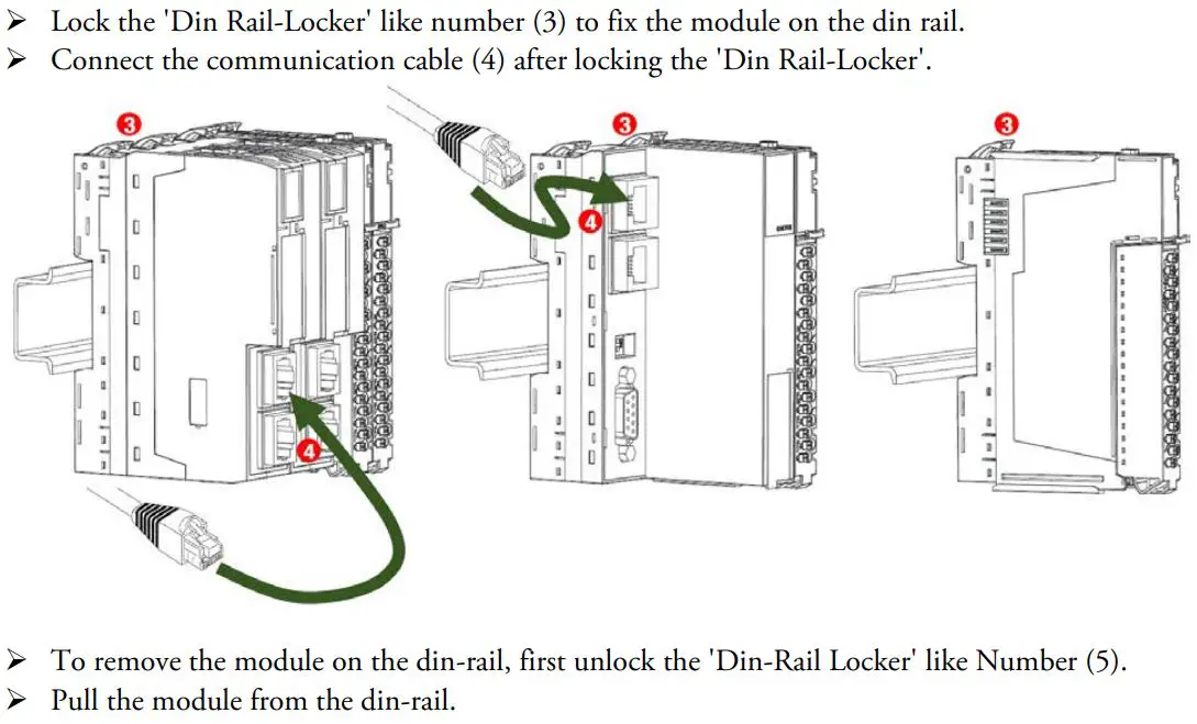 Beijer ELECTRONICS M Series Distributed Input or Output Modules User Guide - How to mount & dismount M-Series Modules on Din-Rail